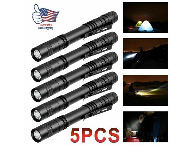 5PCS Mini Flashlight LED Pen light Clip Tactical Torch Lamp Accessories 