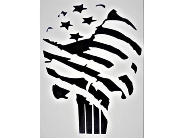 Punisher Skull Flag America Vinyl Decal Sticker | Black | Cars Trucks ...