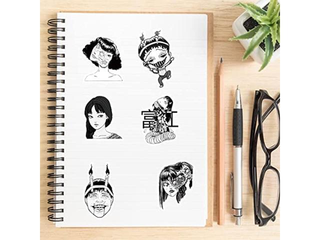  Print Black and White Thriller Horror Style Anime Junji Ito  Stickers 50pcs Kawakami Tomie Decals Stickers Vinyl Waterproof for Teens  Adults Laptop Bumper Computer Phone Guitar Luggage (Kawakami Tomie) :  Electronics