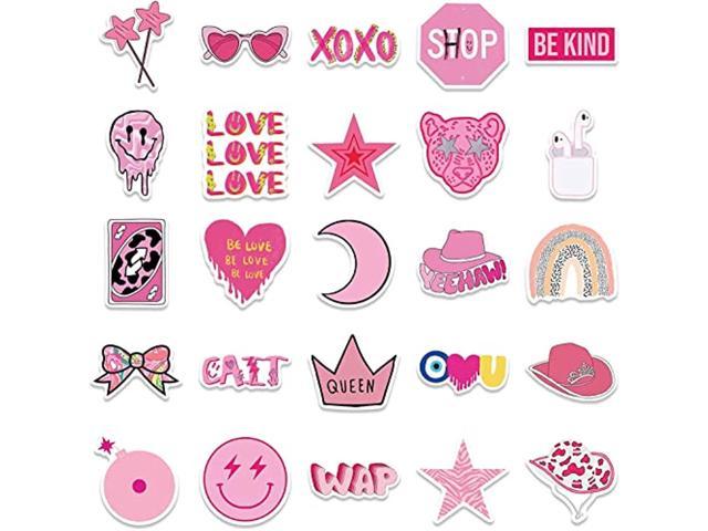 Pink Stickers Preppy Smile Cute Aesthetic Stickers 50Pcs Vinyl ...