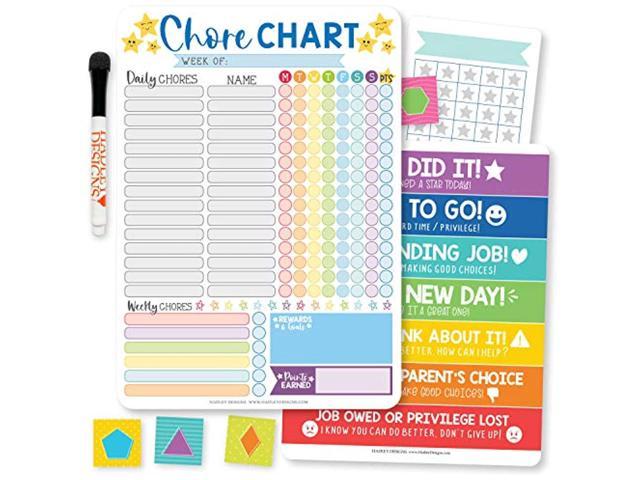 Dry Erase Chart Home Responsibility Chart for Kids Children Magnetic Rainbow Good Behavior Schedule Chart with 3 Colors Markers Preschool Family Colorful Chore Chart Set Toddlers 