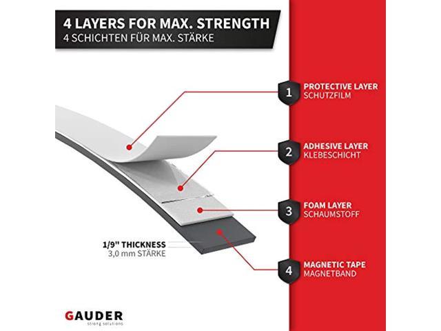 GAUDER Strong Magnetic Tape Self Adhesive (20 Feet Long x 0.6 inch Wide) | Magnetic Strips with Adhesive Backing | Magnet Roll