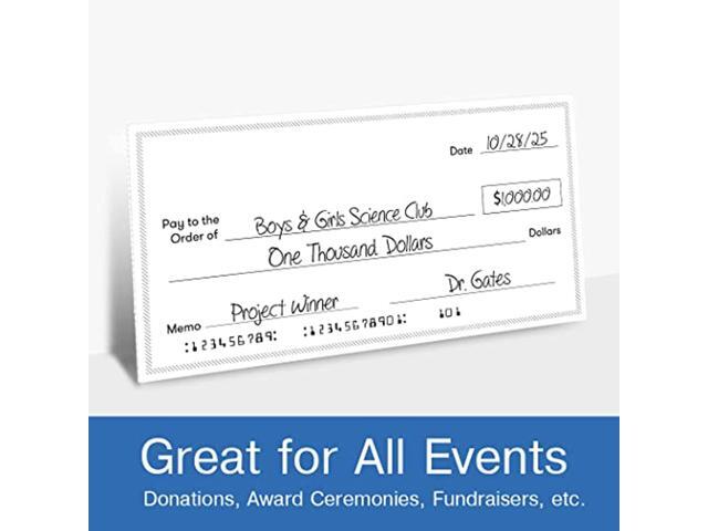 Big Blank Oversized Raffle Sweepstakes Reward Winners Check Donations 16 x 32 Fundraiser Large Novelty Endowment Check for Endowment Giant Fake Award Presentation Dry Erase Check 