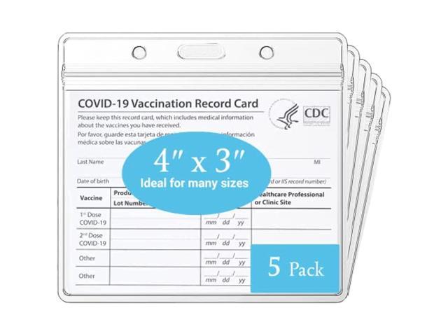 50 Pack Covid Vaccination Card Holder,CDC Vaccination Card Protector 4 X 3 Inches Immunization Record Vaccine Card Holder Waterproof Clear Vinyl Plastic Sleeve with Type Resealable Zip 