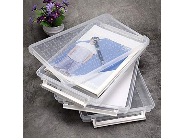 2 Deck Clear A4 File Box - Stackable Desk File Container Holder