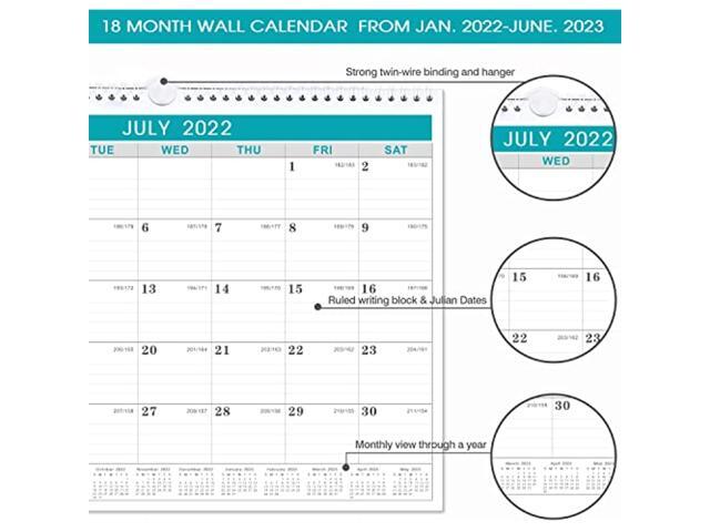 Calendar 2022-2023 - 18 Month Wall Calendar 2022-2023 From January 2022 To  June 2023, 18 Months Calendar With Julian Date, 14.75 X 11.5 Inches, Thick  Paper For Organizing Educational Supplies - Newegg.com