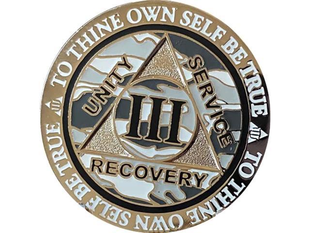 12 Year AA Medallion Reflex Camo Gold Plated Sobriety Chip Camouflage Coin XII 