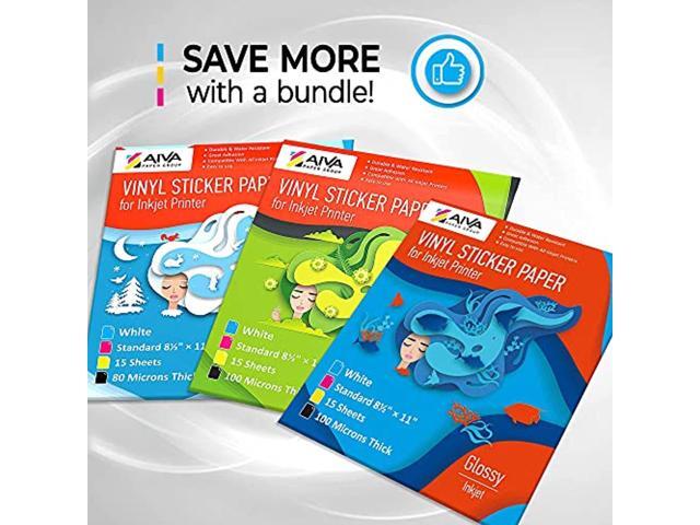 Printable Vinyl Sticker Paper For Inkjet Printer - 15 Glossy 15 Matte And15  Frosty Clear Self-Adhesive Sheets - Waterproof Decal Paper - Standard  Letter Size 8.5"X11" - White Educational Supplies - Newegg.com