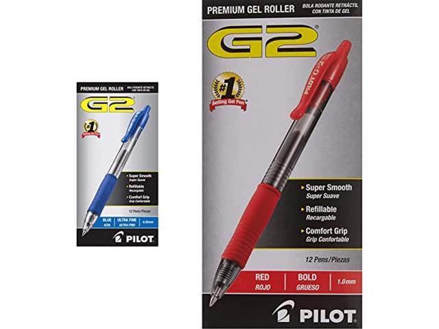 Ultra Fine Point Red Ink PILOT G2 Premium Refillable & Retractable Rolling Ball Gel Pens 12 Count 