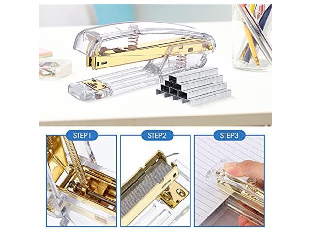 Gold Stapler And Tape Dispenser Set Include Gold Acrylic Stapler With 1000  Pieces Staples Metal Wire Tape Dispenser 2 Pieces Metal Ballpoint Pens For  Office Accessories Presents Idea 