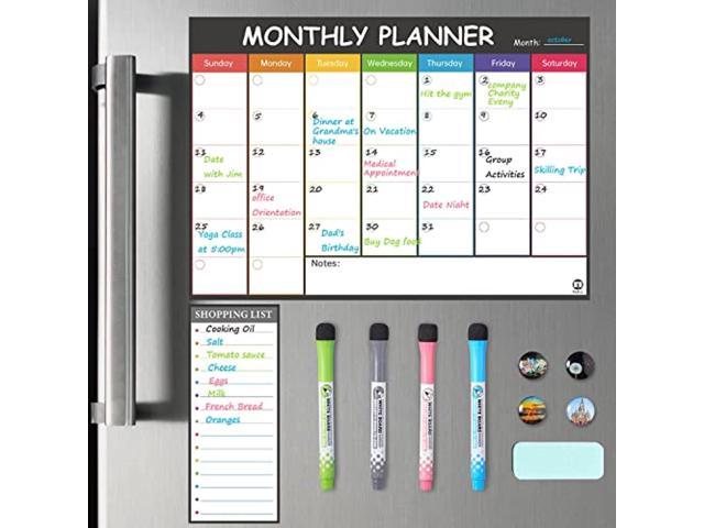 Fridge Whiteboard with Back Magnet Monthly Fridge Calender and Today List Magnetic Dry Erase Refrigerator Calendar with Markers Color Planner White Board 