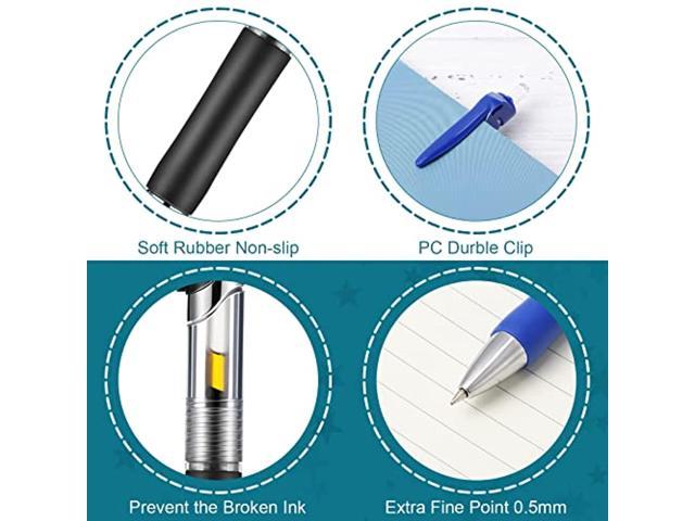 200 Pieces Retractable Ballpoint Pen Bulk Rolling Ball Refillable Pens Gel Medium Point Pens 0.5mm Refillable Ink Pens Ballpoint Bold Pens Office Scho
