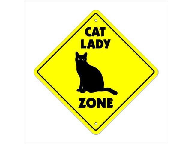 Cat Lady Crossing Sign Zone Xing | Indoor/Outdoor | 20" Tall Plastic
