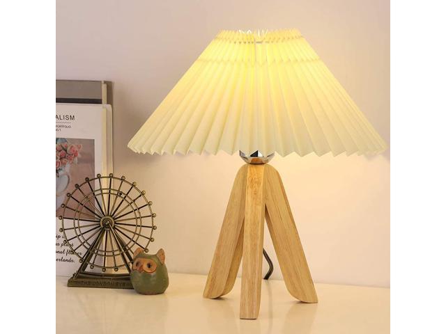 Small Table Lamp Wooden Tripod, Small Table Lamp With Pleated Shade
