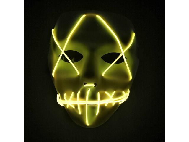 3 Modes Halloween LED Glow Mask EL Wire Light Up The Purge Movie Costume Party 