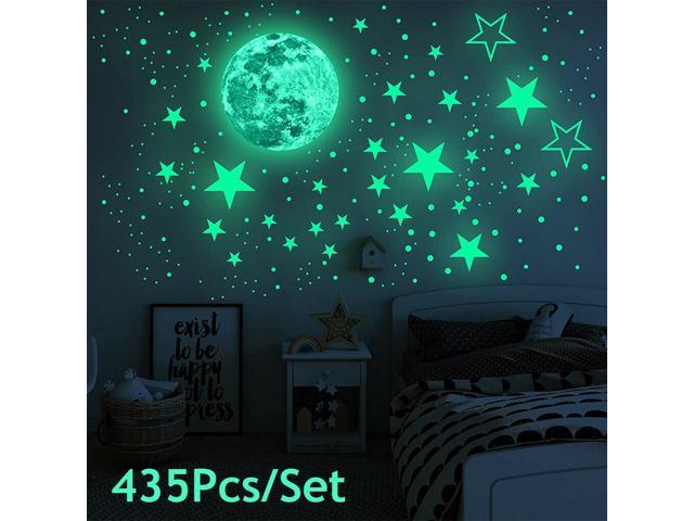 435pcs Glow In The Dark Luminous Stars Moon Wall Stickers Decal Kid Room  Decor