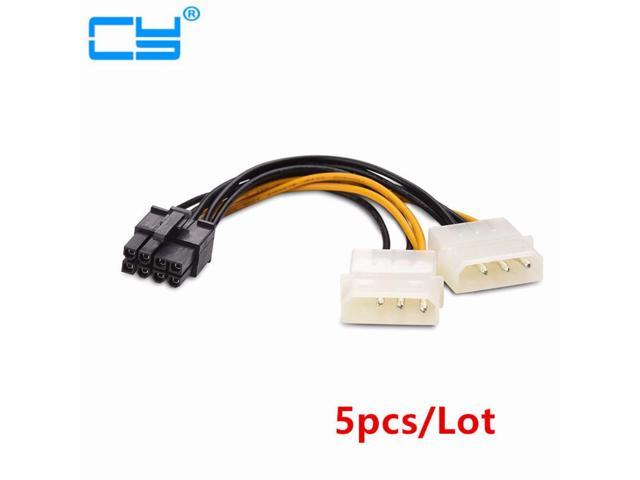 15cm 5pcslot 8 Pin Pci Express Male To Dual Lp4 4pin Molex Ide Pci E Graphic Video Card Power 4658