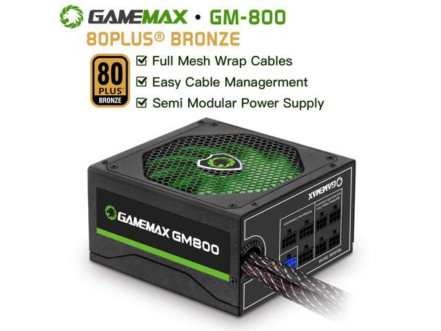 GIOCO MAX gm800 ATX 800w APFC MODULARE 85 PLUS Gaming PSU 8x SATA/2x 6+2 Pin PCIe 