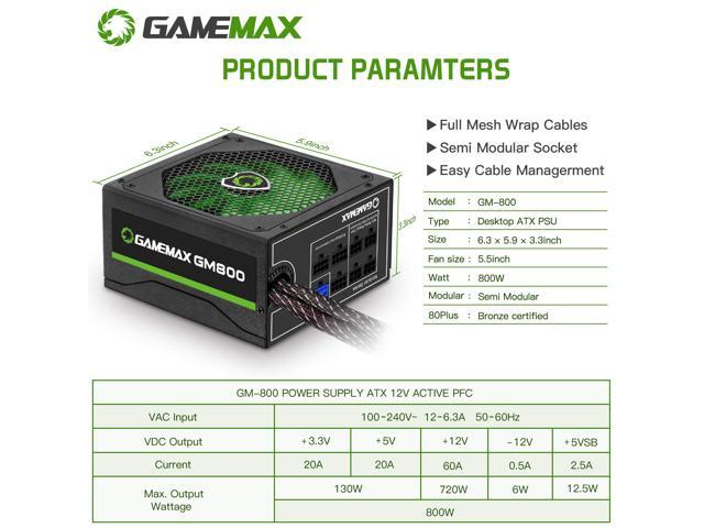 Fonte Gamemax 800W 80 Plus Bronze Semi-Modular - Digitalcenter