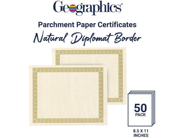8-1/2 x 11 Parchment Paper Certificates 50/Pack Natural Diplomat Border 