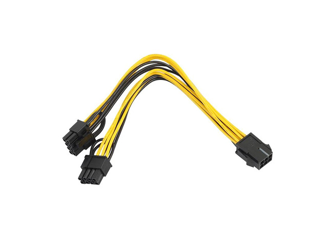 PCI-E 6-pin to 2x 6+2-pin (6-pin/8-pin) Power Splitter Cable PCIE PCI ...