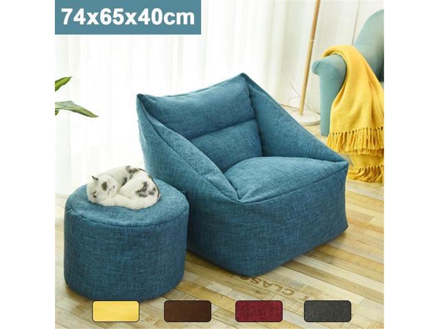 Ottoman Bean Bag Cover Footrest Stool, Extra Large Round Sofa Chair