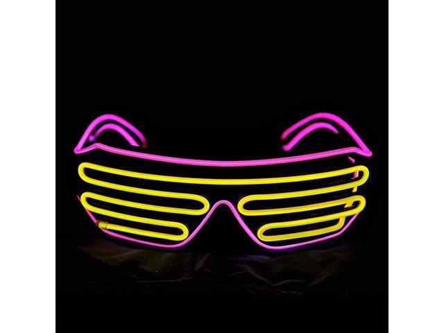 Pink El Wire LED Light Up Glasses Neon Glow Party Rave Flashing Shutter Shades 