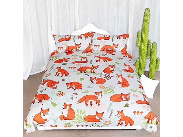Woodland Fox Bedding Cartoon Forest Fruits Duvet Cover Romantic Orange Fo Comforter Set Kids Nature King Newegg Com Woodland Fox Bedding Cartoon Forest, Fox Bedding Set