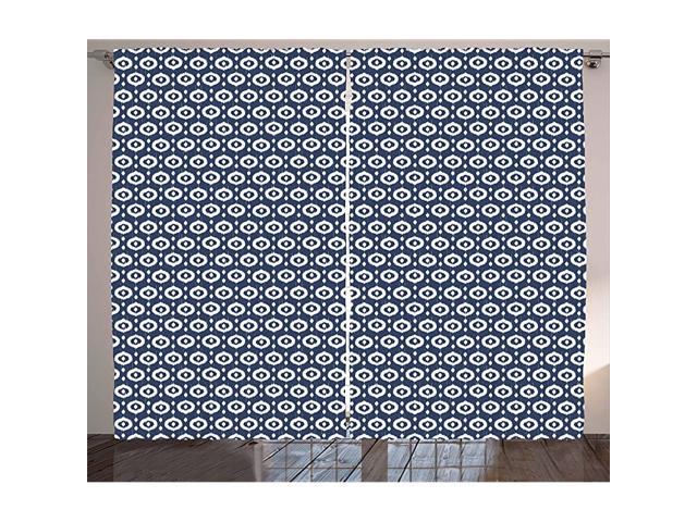 Ikat Curtains Circles With Dots Ornate, Blue Ikat Curtains Living Room