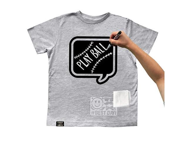 Grey Speech Bubble Chalkboard Short Sleeve TShirt Kit for Kids with 1 Marker and 1 Stencil Youth ExtraLarge