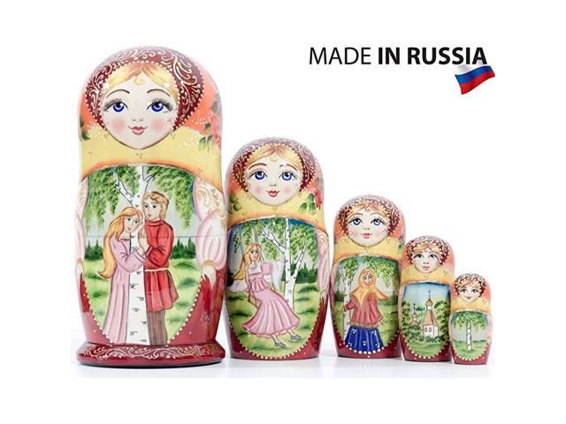 New Hand Painted Russian Nesting Doll Matryoshka 5 Piece Set Made In Russia 