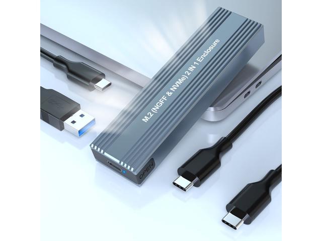 Dual Protocol M.2 NVME PCIe NGFF SATA M2 SSD Adapter M.2 to USB 3.1 SSD  Case for 2230 2242 2260 2280 NVMe/SATA M.2 SSD RTL9210B