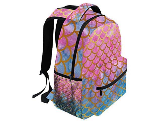 Mermaid Scales Print Laptop Backpack High School Bookbag Casual Travel Daypack