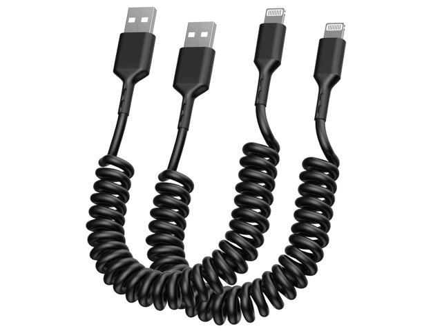 Coiled Lightning Charging Cable,[Apple MFi Certified] iPhone Charger Cord  3FT Long Super Fast Data Syncing Cord for iPhone  13/Pro/Mini/12/11/Xs/Xr/X/8/7/6/iPad/iPod Connect CarPlay Car Charger-2  Pack 