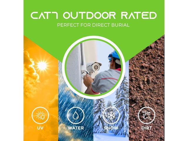 GearIT Cat7 Outdoor Ethernet Cable (200ft) SFTP Shielded Foil Twisted Pair, Pure Copper, LLDPE, Waterproof, Direct Burial, In-Ground, UV Resistant, Po