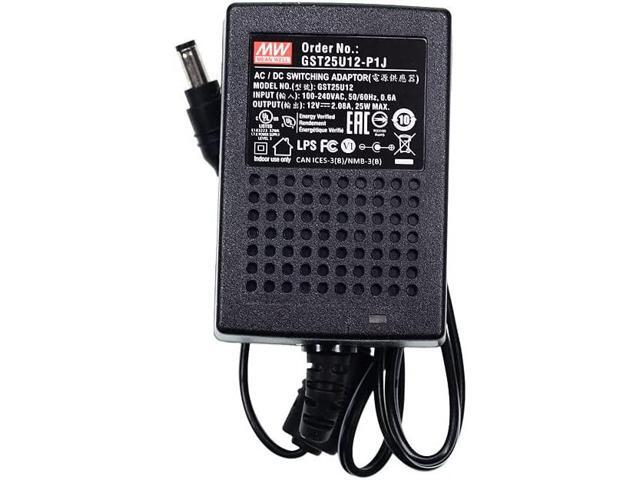 12V Wall Plug AC DC Adapter Mean Well GST25U Green Power Supply Cord