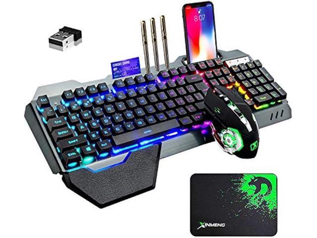 US Wireless Rainbow Backlit Gaming Keyboard Mouse Set 4000mAh Battery For  PC PS4