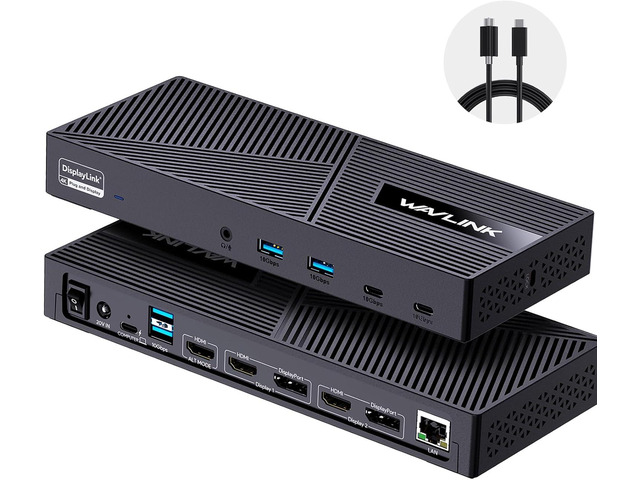 WAVLINK Displaylink Docking Station 3 Monitors with 130W Power Delivery ...