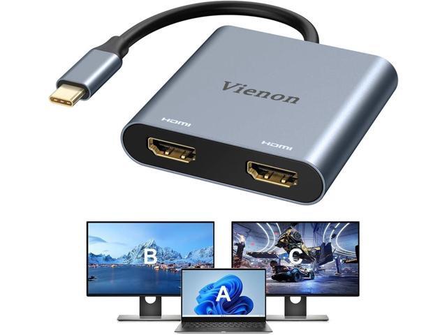 USB C to Dual HDMI Adapter 4K@60hz, Type C to HDMI Splitter for 2 ...