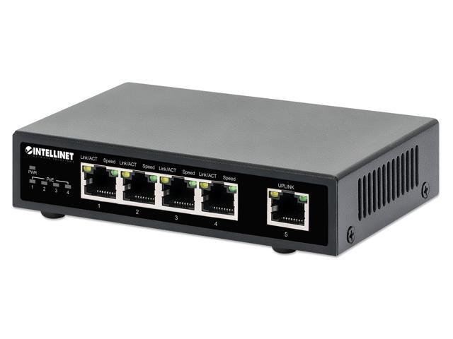 Intellinet 5-Port Gigabit Ethernet PoE+ Switch, Four PSE PoE Ports ...