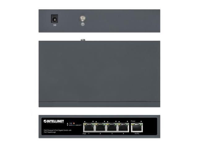Intellinet PoE-Powered 5-Port Gigabit Switch with PoE Passthrough, One ...