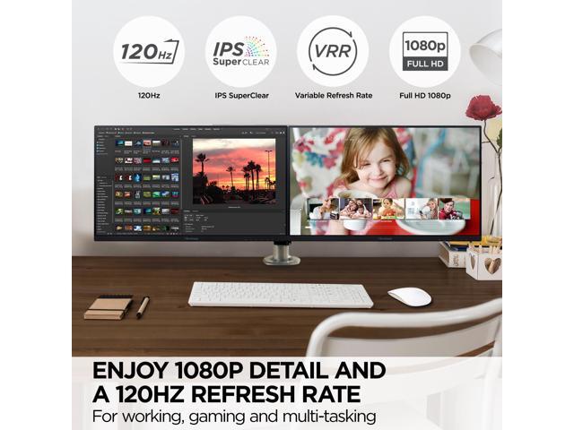 ViewSonic VA2456A-MHD_H2 Dual Monitor Pack Head-Only 1080p IPS Frameless Monitors with 120Hz, Eye Care, VESA Mountable, HDMI, DisplayPort, and VGA Inputs for Home and Office