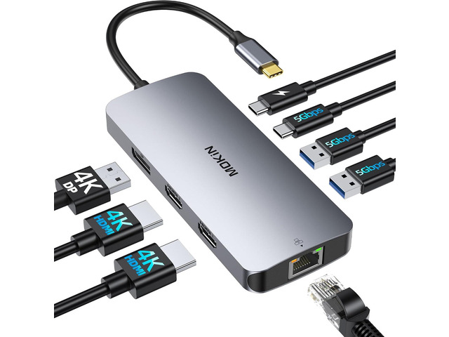MOKiN USB C Docking Station Dual HDMI, 8 in 1 Docking Station for 3 ...