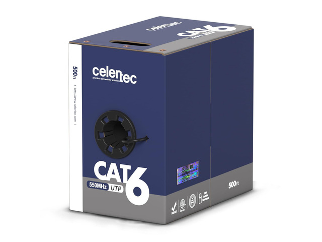 celertec Cat6 Plenum Cable, 500ft, UTP(Unshielded Twisted Pair), 23AWG ...