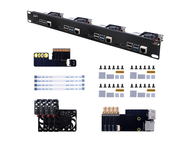Wave. Share Home Rack Waveshare 1U Rack Kit for Raspberry Pi 4 19 Rackmount Up to 4 Units ...