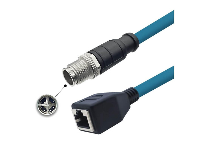GXMRHWY M12 8-pin X-Code Male to RJ45 Female High Flex Cat6 Industrial ...