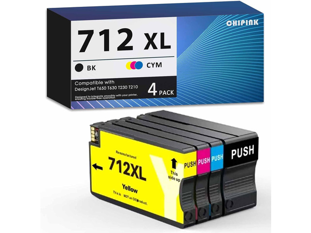 712 Ink Cartridges Replacement Compatible for HP 712 XL 712XL Ink ...