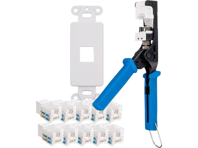 Keystone Kit SATMAXIMUM Cat6 Keystone Jack Kit - 10 Pack 45° White RJ45 Keystone ...
