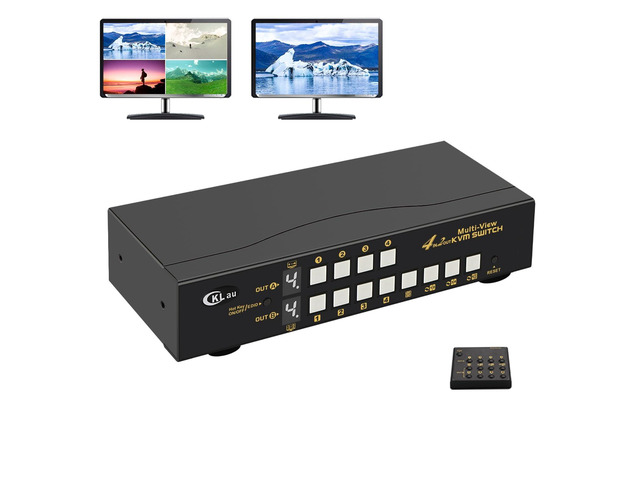 Pip Function Monitor CKLau 4 Port HDMI Split Multi-View KVM Switch Dual Monitor with Cables ...