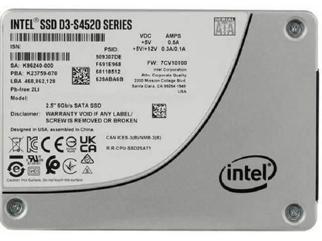 Intel SSD D3-S4520 Series 3.84TB, 2.5in SATA 6Gb/s, 3D4, TLC SSDSC2KB038TZ01